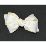 White / Baby Maize Pico Stitch Bow - 3 inch